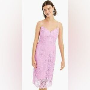 🩷💜J. Crew Pink/Lilac Guipure Lace Spaghetti Strap Dress Size 12